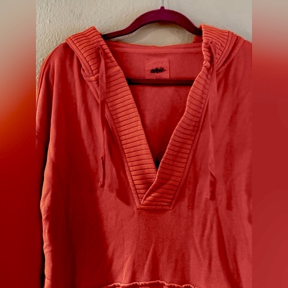 AERIE DOWN-TO-EARTH HENLEY HOODIE Washed Tangerine size XS - Picture 8 of 17